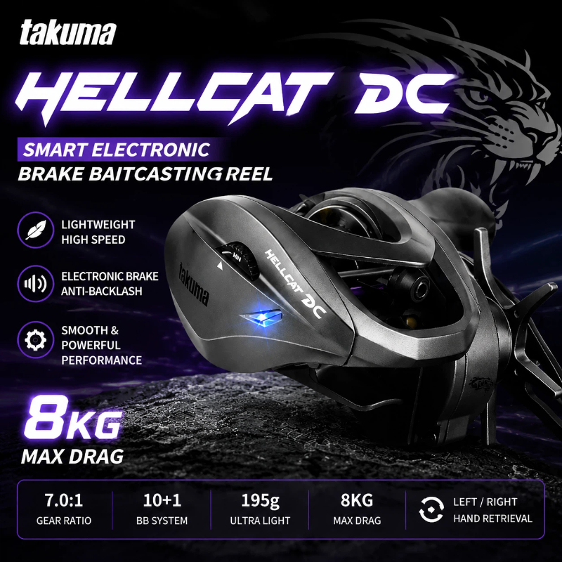 Electric Reel - Kołowrotek castingowy HELLCAT DC, maksymalna siła